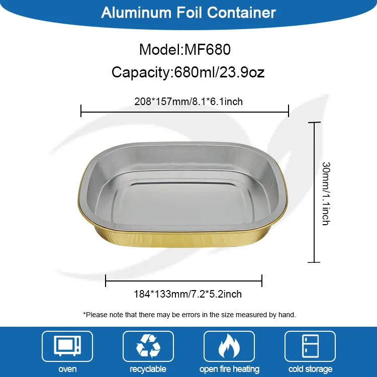 Disposable Golden Baking Sheet Square Aluminum Foil Container