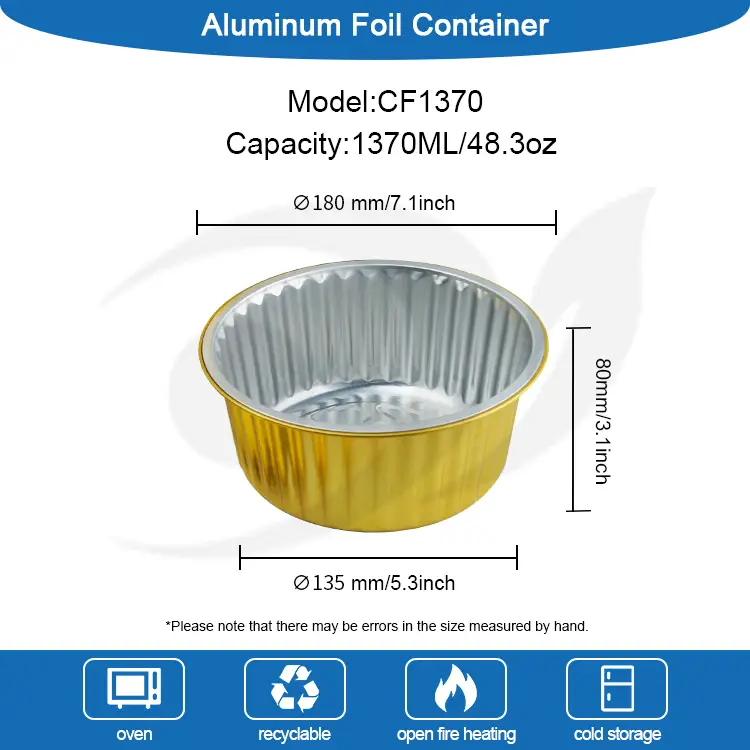 Disposable Baking Tray Dining Golden Aluminum Foil Container