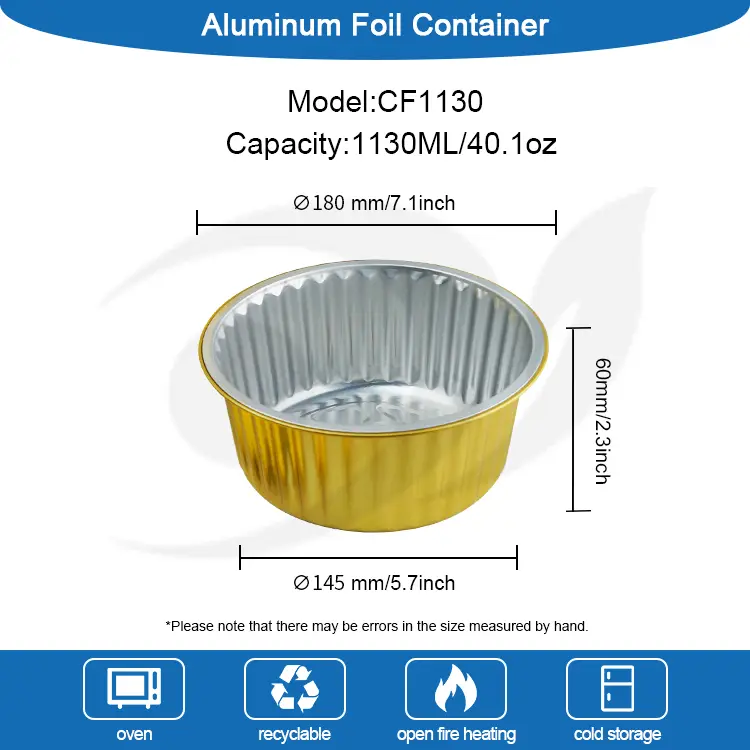 Disposable Food Beverage Takeaway Golden Aluminum Foil Container