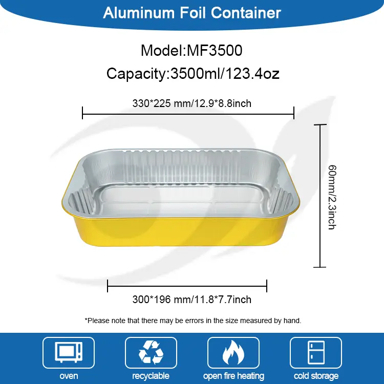 Disposable takeaway baking tray Golden aluminyo foil container