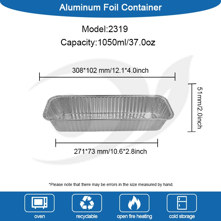 Rectangular baking barbecue pilak aluminyo foil container