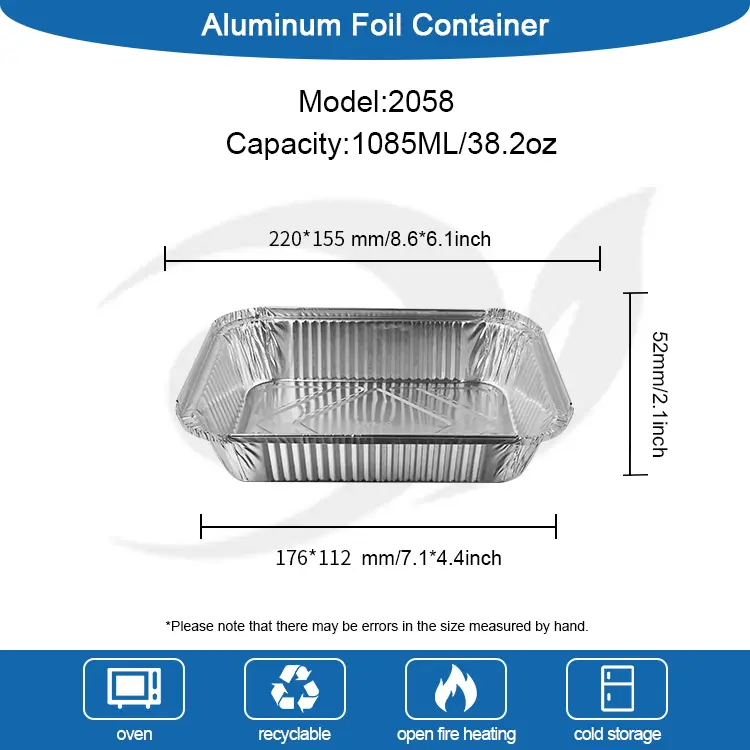 Disposable Barbecue Lunch Box Silver Aluminum Foil Container