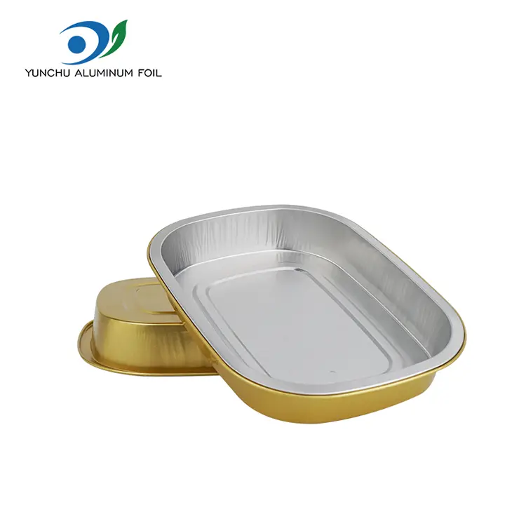 Disposable Golden Baking Sheet Square Aluminum Foil Container Disposable Golden Baking Sheet Square Aluminum Foil Container