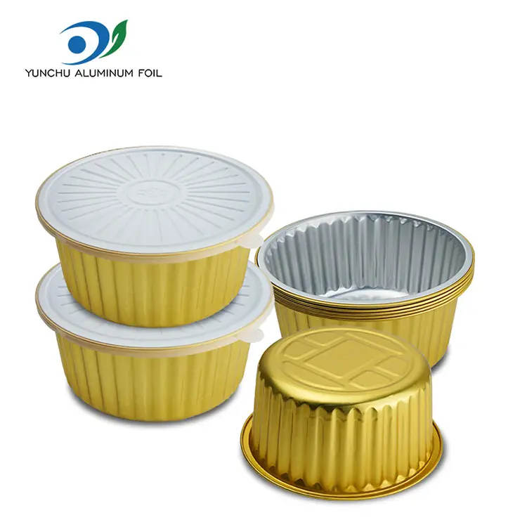 Disposable Food Beverage Takeaway Golden Aluminum Foil Container Disposable Food Beverage Takeaway Golden Aluminum Foil Container