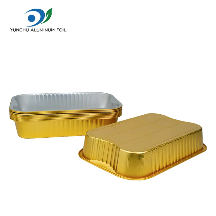 Disposable takeaway baking tray Golden aluminyo foil container Disposable takeaway baking tray Golden aluminyo foil container