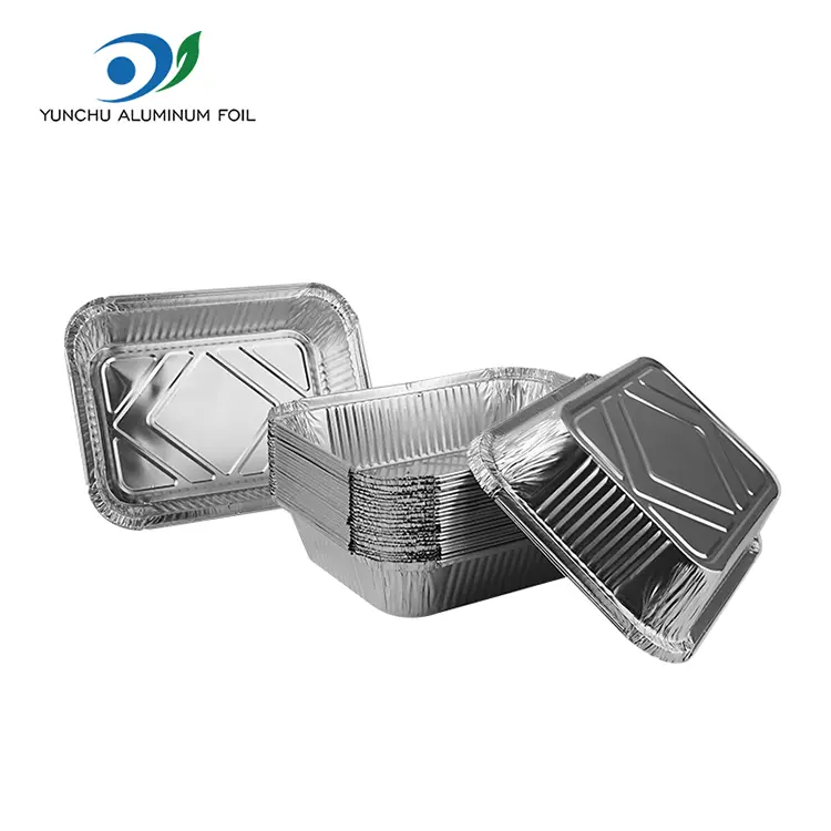 Disposable Barbecue Lunch Box Silver Aluminum Foil Container