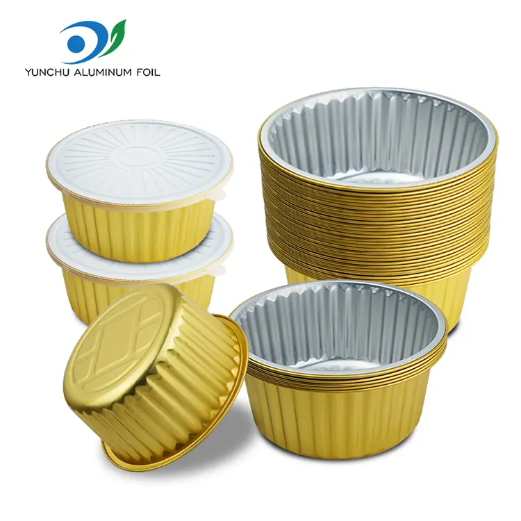 Disposable Food Beverage Takeaway Golden Aluminum Foil Container