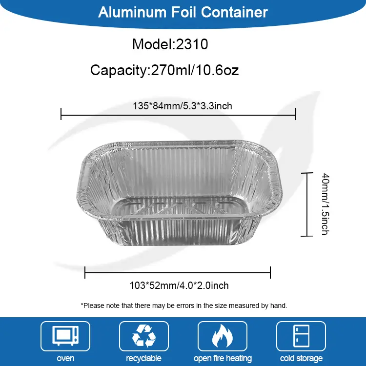 Square Air Fryer Catering Silver Aluminum Foil Container