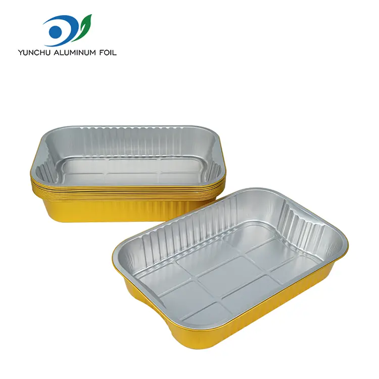 Disposable takeaway baking tray Golden aluminyo foil container