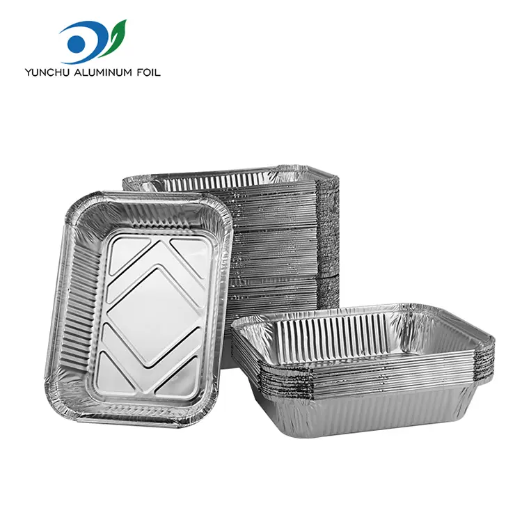 Disposable Barbecue Lunch Box Silver Aluminum Foil Container