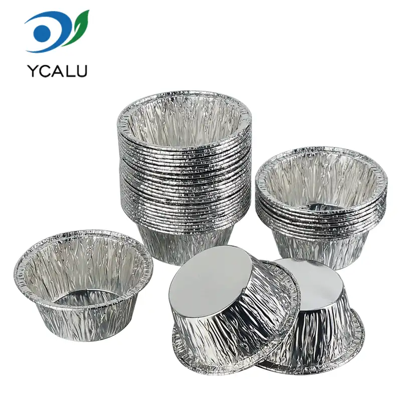 Round Cake Cup Silver Aluminum Foil Container