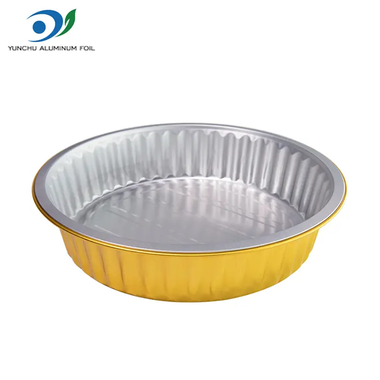 Disposable barbecue trays ginintuang bilog na mga lalagyan ng foil na aluminyo