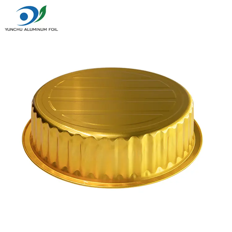 Disposable barbecue trays ginintuang bilog na mga lalagyan ng foil na aluminyo