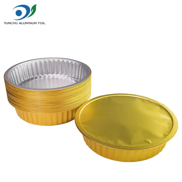 Disposable barbecue trays ginintuang bilog na mga lalagyan ng foil na aluminyo