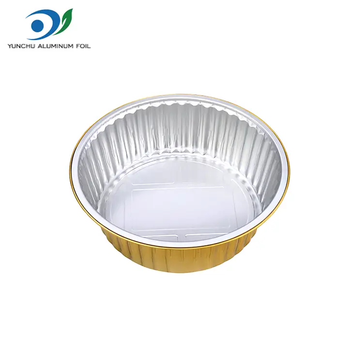 Disposable barbecue trays ginintuang bilog na mga lalagyan ng foil na aluminyo
