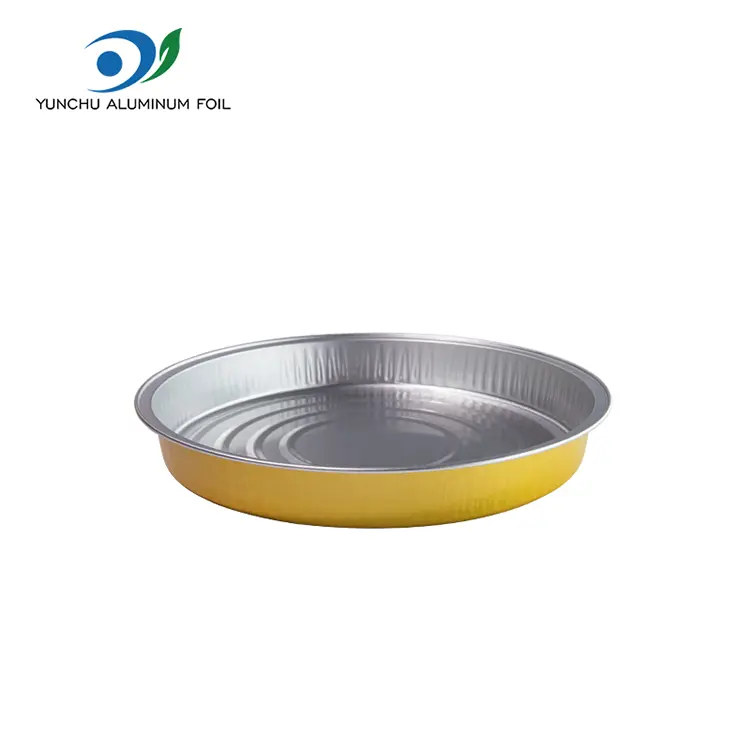 Ang mga magagamit na baking round ng mga lalagyan ng foil na aluminyo