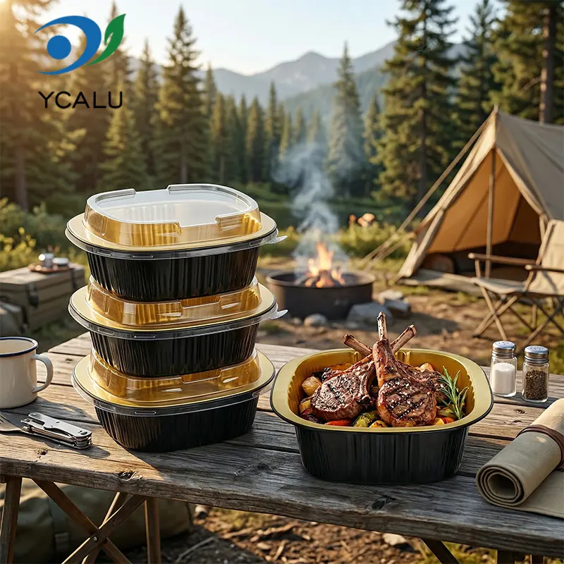 Disposable binaural square box black gold na Aluminum Foil Container