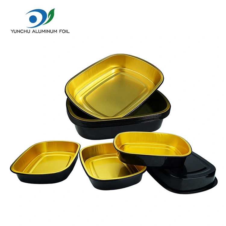 Disposable Black Gold Catering Rectangular Aluminum Foil Container Disposable Black Gold Catering Rectangular Aluminum Foil Container