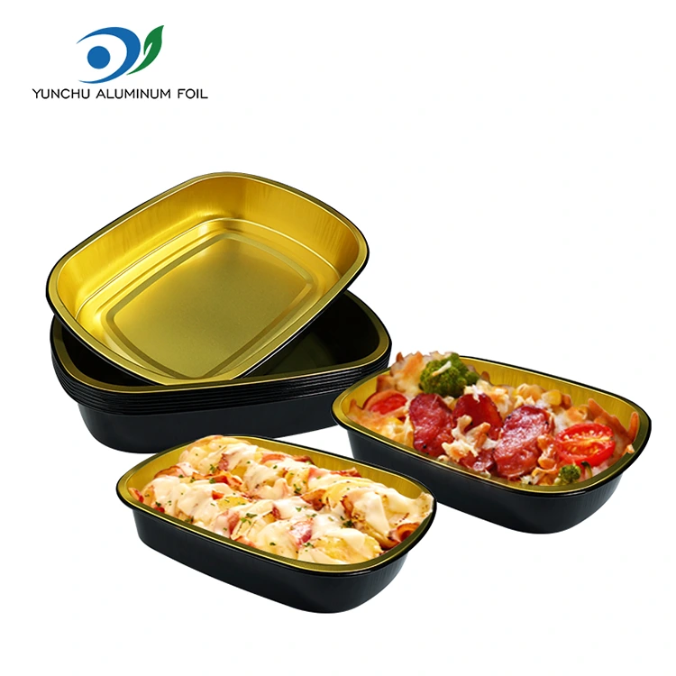 Disposable Black Gold Catering Rectangular Aluminum Foil Container