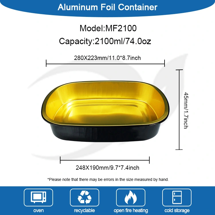 Disposable Black Gold Catering Rectangular Aluminum Foil Container