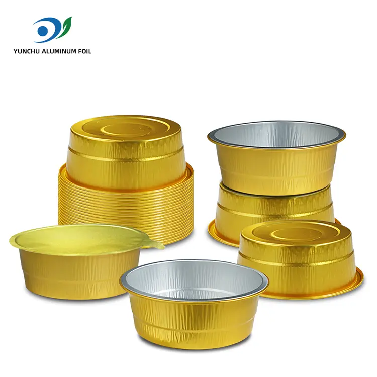 Disposable Catering Golden Round Aluminum Foil Container Disposable Catering Golden Round Aluminum Foil Container