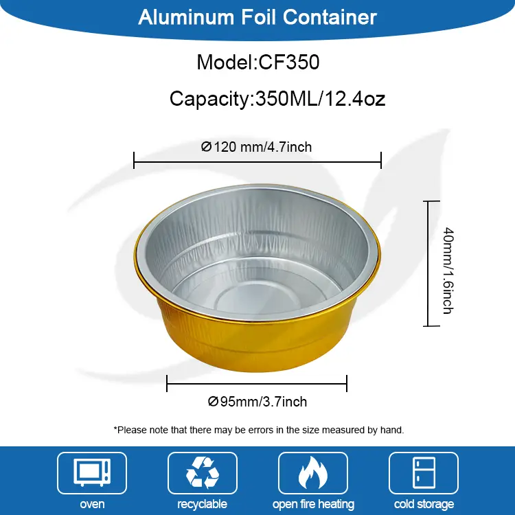 Disposable Catering Golden Round Aluminum Foil Container