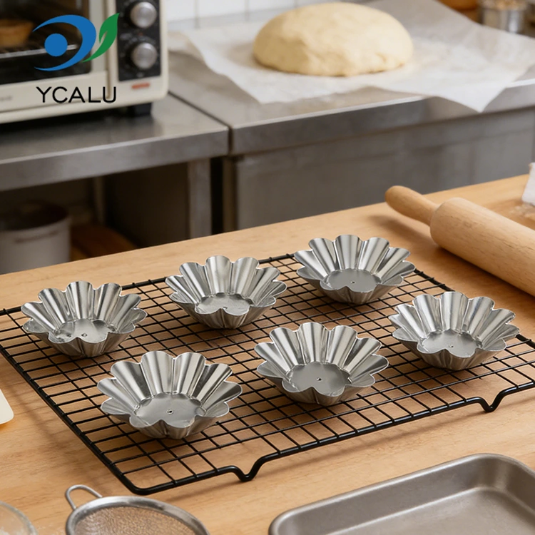 Mga Disposable Chrysanthemum Egg Tart Tray Silver Aluminum Foil Food Container