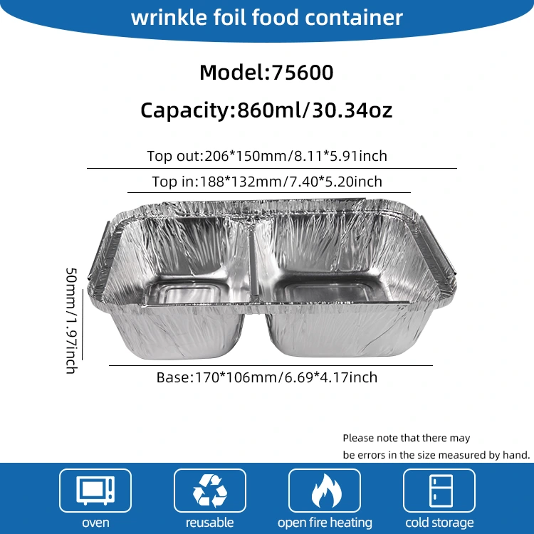Disposable compartment fast food pilak aluminyo foil container