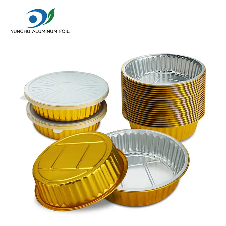 Disposable gratin golden round aluminyo foil container