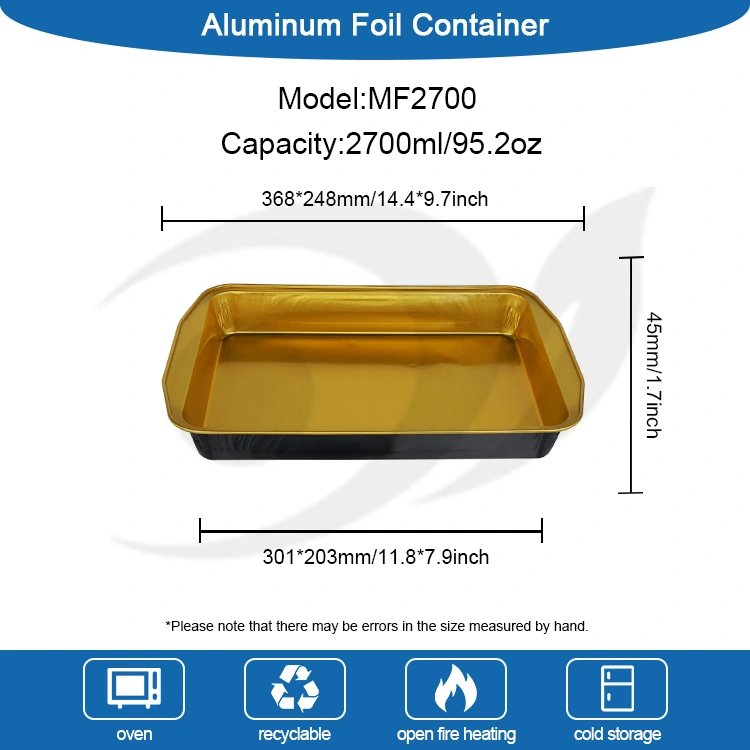 Mga disposable na malalaking kapasidad na itim na gintong kamping Aluminum Foil Container