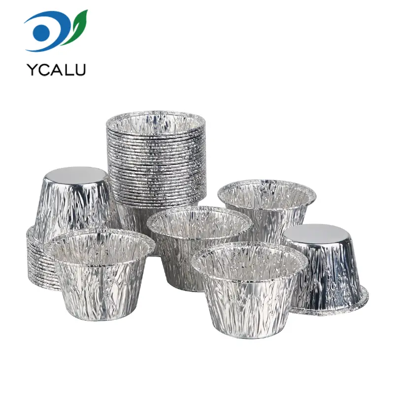 Mga disposable na Mini Cake Cup na Silver Aluminum Foil Container Mga disposable na Mini Cake Cup na Silver Aluminum Foil Container