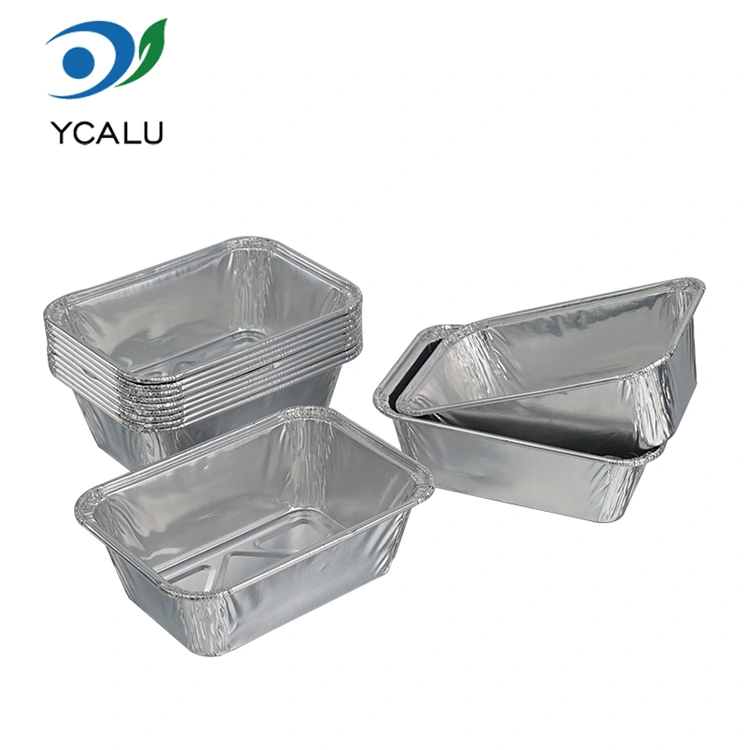 Mga Disposable Rectangular Baked Cake Silver Aluminum Foil Container