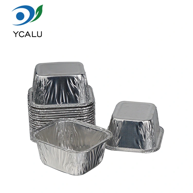 Disposable rectangular baking cake tray Mga Lalagyan ng Pagkain na Silver Aluminum Foil