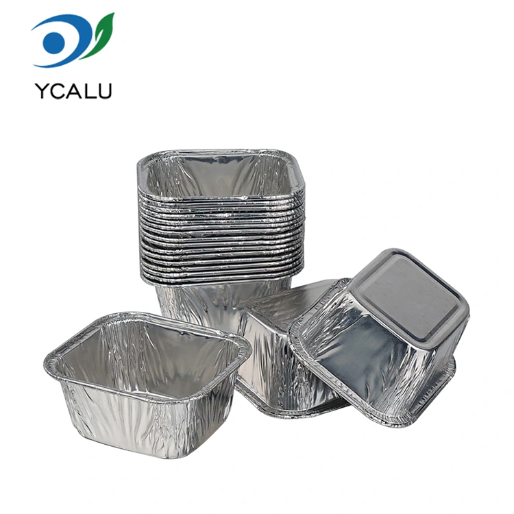 Disposable rectangular baking cake tray Mga Lalagyan ng Pagkain na Silver Aluminum Foil