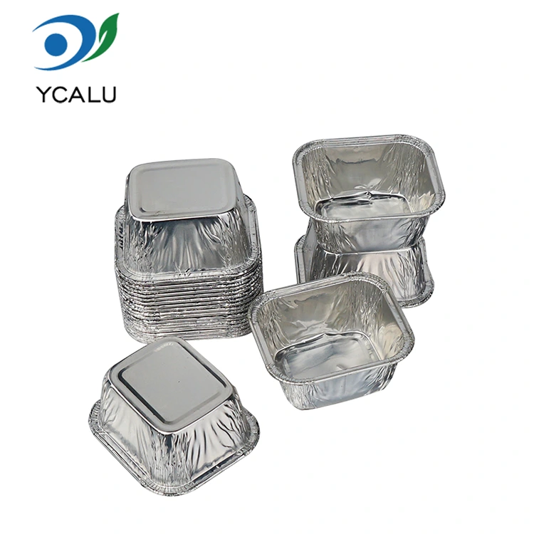 Disposable rectangular baking cake tray Mga Lalagyan ng Pagkain na Silver Aluminum Foil