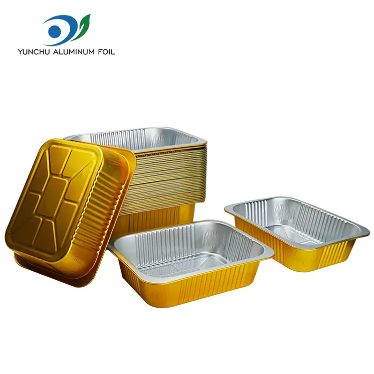 Disposable Rectangular Catering Takeaway Silver Aluminum Foil Container