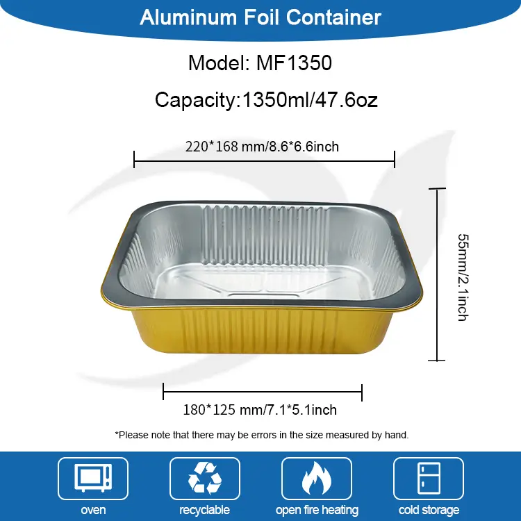 Disposable Rectangular Catering Takeaway Silver Aluminum Foil Container