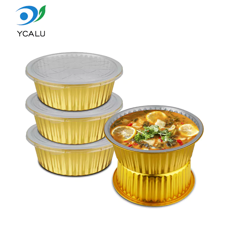 Disposable Round Malaking Kapasidad Gold Aluminum Foil Container Disposable Round Malaking Kapasidad Gold Aluminum Foil Container