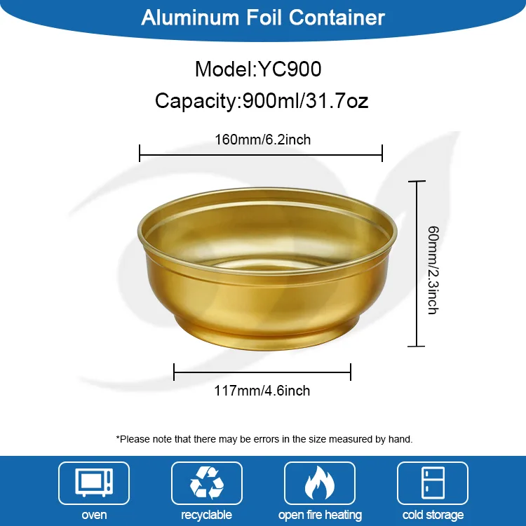 Disposable round large capacity gold bowl Mga Lalagyan ng Aluminum Foil