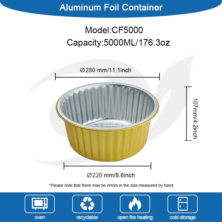 Disposable Sealable Golden Round Aluminum Foil Container