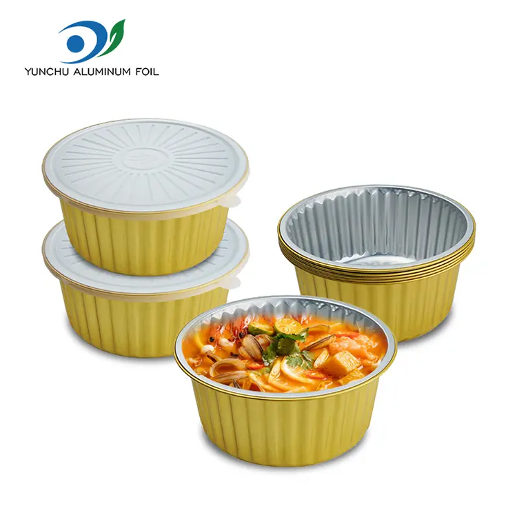 Disposable Sealable Golden Round Aluminum Foil Container