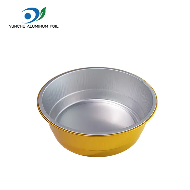 Disposable Sealed Catering Golden Round Aluminum Foil Container