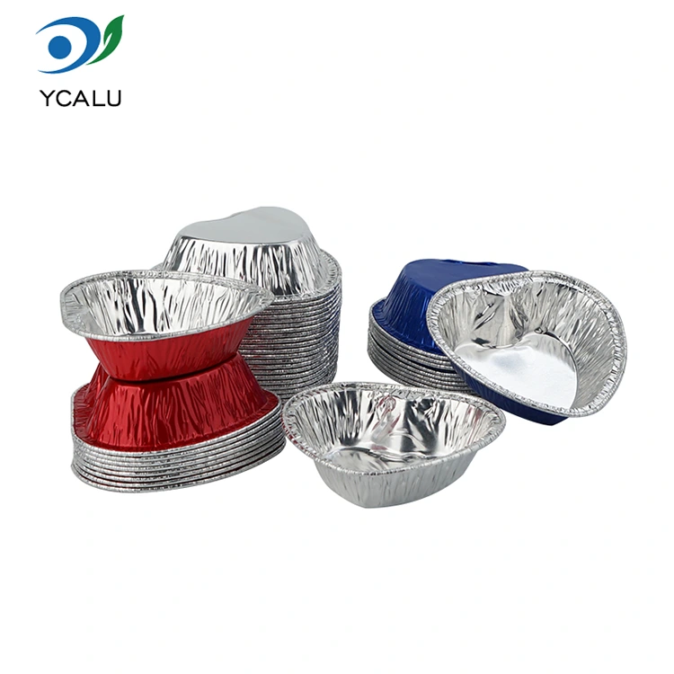 Hugis pusong air fryer Mga Lalagyan ng Silver Aluminum Foil