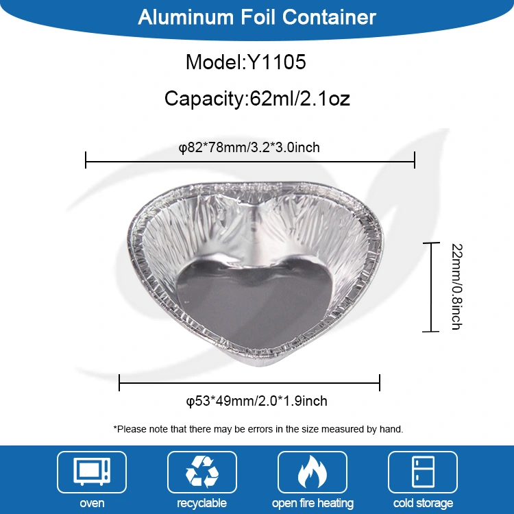 Hugis pusong air fryer Mga Lalagyan ng Silver Aluminum Foil