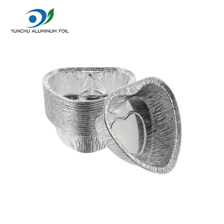 Ang hugis-puso na cake air fryer pilak aluminyo foil container
