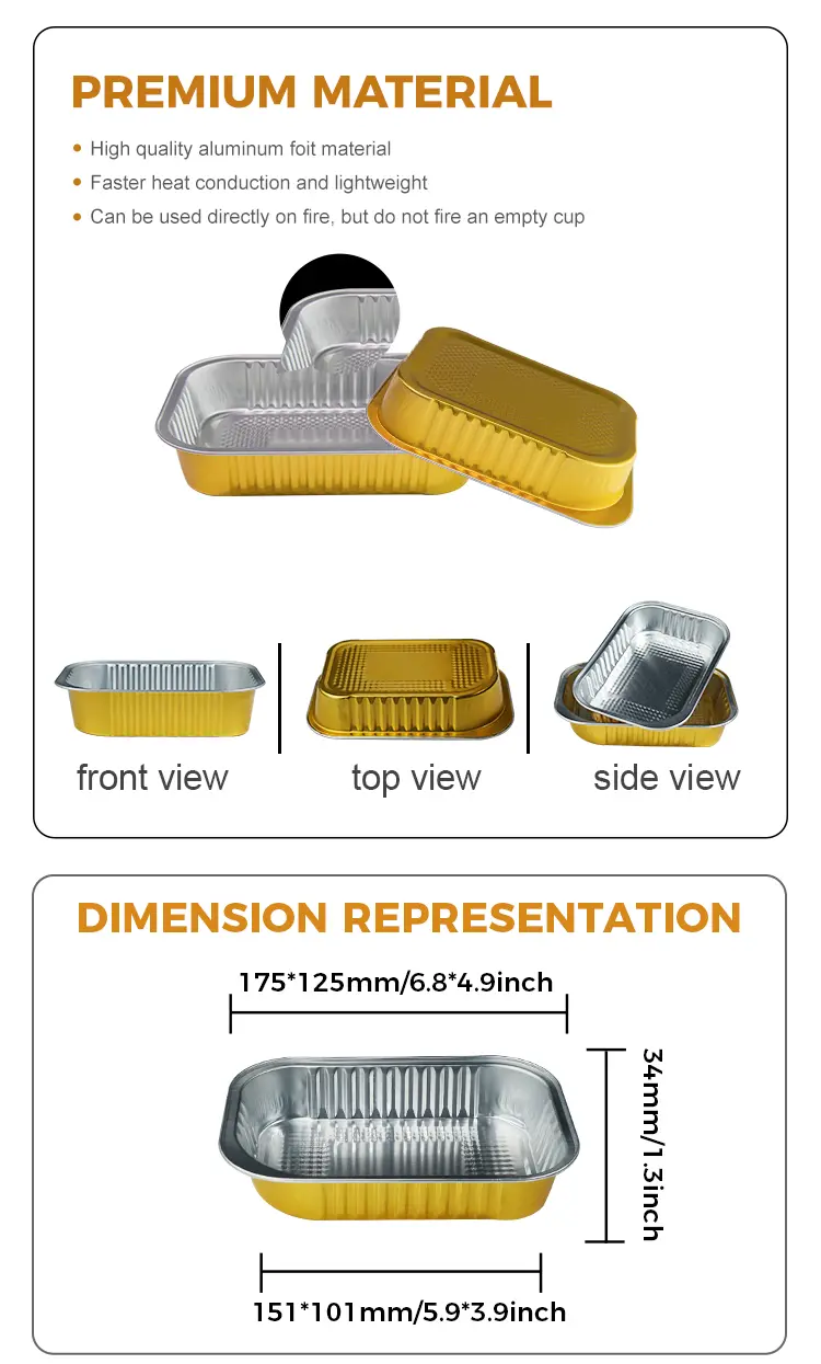 Disposable Rectangular dining Aluminum Foil Containers