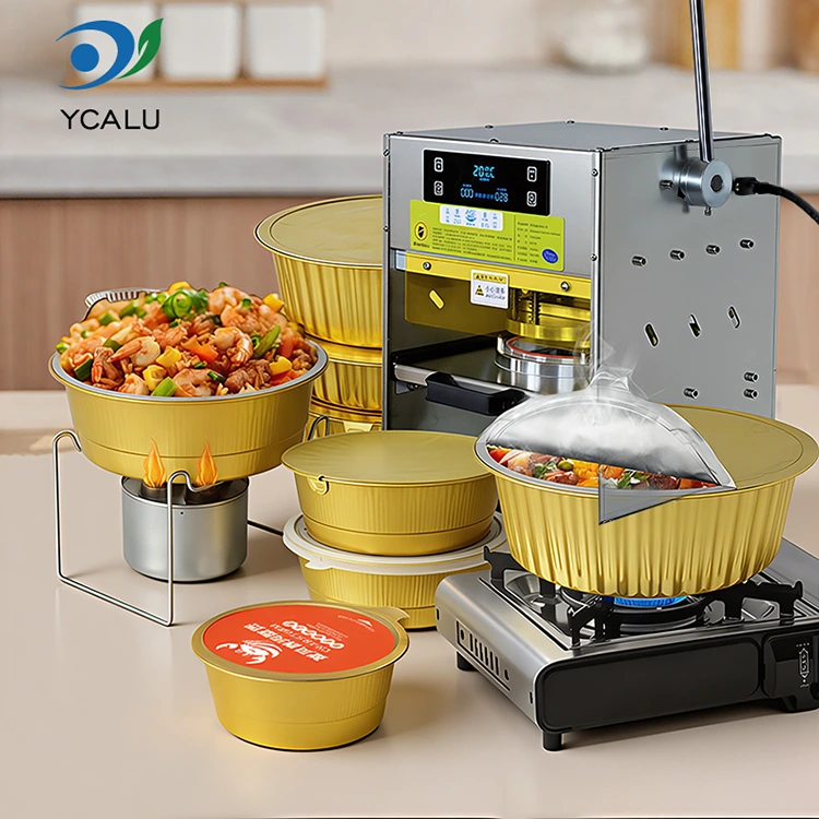 Manual Heat Sealing Machine na may Gold Aluminum Foil Container