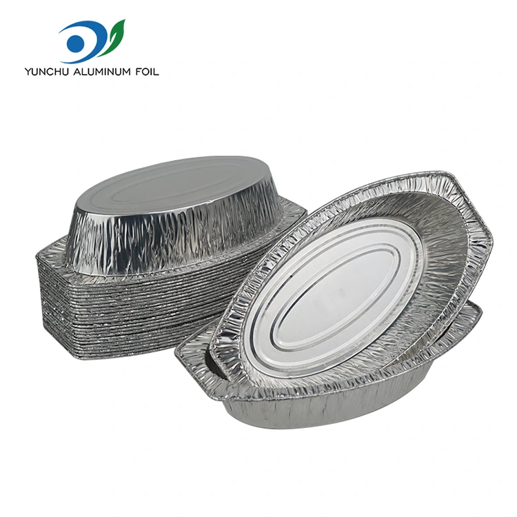 Oval na inihurnong tinapay na pilak na aluminyo na lalagyan ng foil