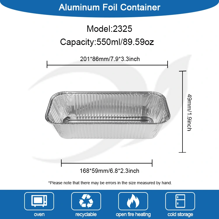 Rectangular air fryer takeaway pilak aluminyo foil container