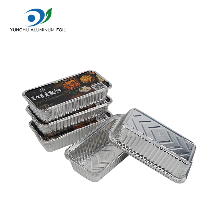 Rectangular barbecue makapal na pilak na mga lalagyan ng foil na aluminyo